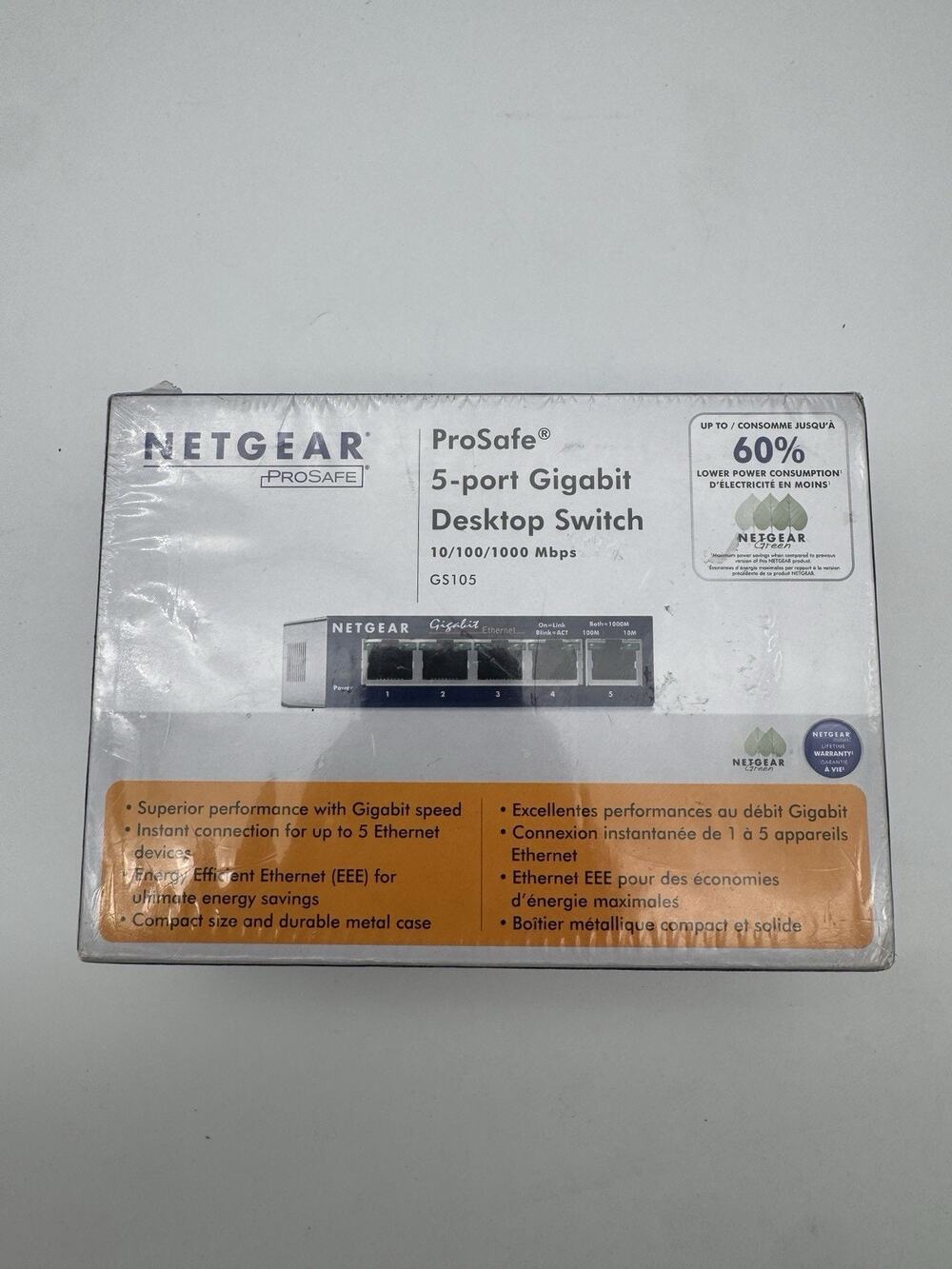 NETGEAR ProSafe Gigabit FS105 5-Ports Ethernet Switch Factory Sealed New *